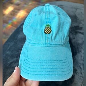 Blue Cap with Pineapple Embroidery